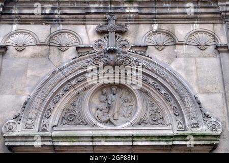 Le tympan, l'église de Saint Leu Saint Gilles à Paris, France Banque D'Images