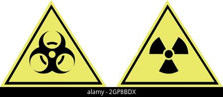 Illustration vectorielle des symboles de radioactivité et de danger biologique, sur fond triangulaire Illustration de Vecteur