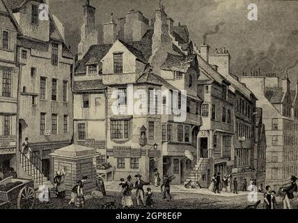 John KNOX's House, High Street, Édimbourg, Écosse, années 1830 Banque D'Images