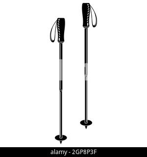 Icône Nordic Walking Stick isolée sur fond blanc. Banque D'Images