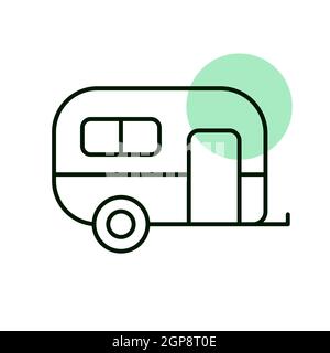 Icône de vecteur de remorque caravane. Panneau Camping. Symbole graphique pour le site Web et les applications de voyage et de tourisme, design, logo, application, interface utilisateur Banque D'Images