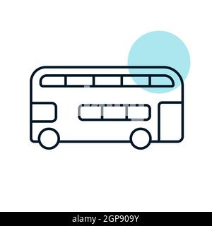 Icône de vecteur plat de bus à double étage. Symbole graphique pour la conception, le logo, l'application, l'interface utilisateur du site Web et des applications de voyage et de tourisme Banque D'Images