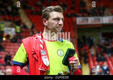 LONDRES, ROYAUME-UNI. 28 SEPT Alex Gilbey de Charlton Athletic lors du match Sky Bet League 1 entre Charlton Athletic et Bolton Wanderers à la Valley, Londres, le mardi 28 septembre 2021. (Credit: Tom West | MI News) Credit: MI News & Sport /Alay Live News Banque D'Images