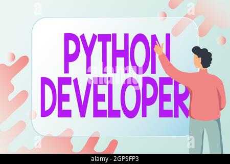 Texte montrant inspiration Python Developer. Mot pour responsable de l'écriture de la logique d'application Web côté serveur Résumé composition d'un nouvel e-mail, création Banque D'Images