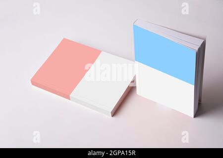 Deux nouveaux livres fermés avec couverture vierge, modèle de série maquette modifiable prêt pour votre conception, chemin de sélection de couverture de livres icluded. Banque D'Images