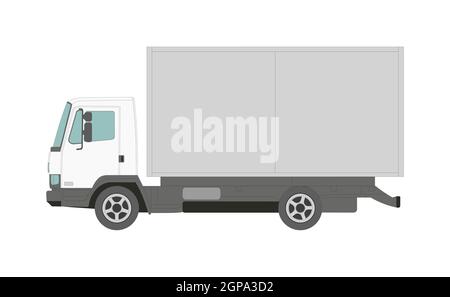 Gros camion blanc sur fond blanc - illustration Vector Banque D'Images