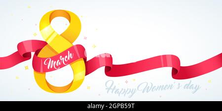 Modèle de carte de vœux horizontale. Carte modèle Happy International Womens Day pour les billets, les publicités, les bulletins d'information, les brochures, les cartes postales, bannières Banque D'Images