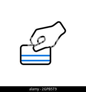 Faites glisser votre carte de crédit à la main pendant l'icône du plan d'achat. Panneau commercial. Symbole graphique pour la conception de votre site Web, votre logo, votre application, votre interface utilisateur. Illustration vectorielle, EPS10. Banque D'Images