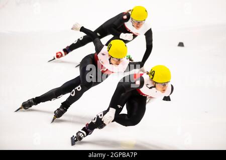 Gdansk, Pologne. 24 septembre 2021. Patrycja Maliszewska vu en action lors de la coupe polonaise de Ranking de patinage de vitesse sur piste courte 2021 à la Hala Olivia. (Photo de Mateusz Slodkowski/SOPA Images/Sipa USA) crédit: SIPA USA/Alay Live News Banque D'Images