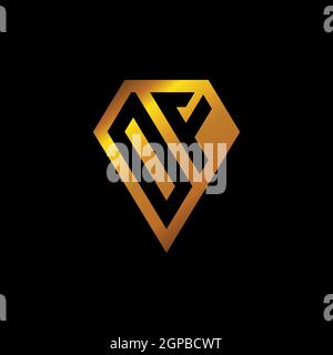 DE logo avec forme de diamant doré style vecteur, monogramme géométrique de forme dorée style isolé dans fond noir Illustration de Vecteur