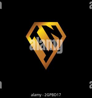 EN logo avec forme de diamant doré style vecteur, monogramme géométrique de forme dorée style isolé dans fond noir Illustration de Vecteur