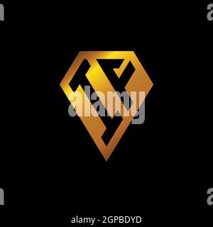 SI logo avec forme de diamant doré style vecteur, monogramme géométrique de forme dorée style isolé dans fond noir Illustration de Vecteur