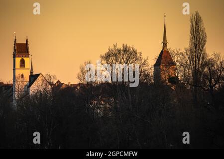 Belle vue du soir sur Argau, Suisse Banque D'Images