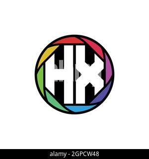 Logo HX Monogram lettre Geometric lentille polygonale arc-en-ciel, forme ronde géométrique Illustration de Vecteur