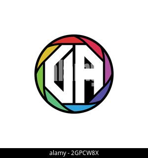 DA Monogram logo lettre géométrique Polygone lentille arc-en-ciel, cercle géométrique forme arrondie Illustration de Vecteur