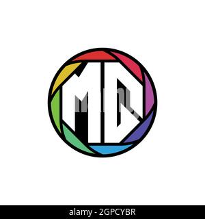 MQ Monogram logo lettre Geometric Polygonal lentille arc-en-ciel, cercle géométrique forme arrondie Illustration de Vecteur