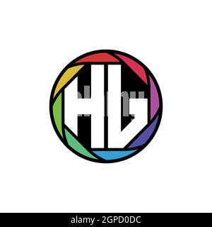 HJ Monogram logo lettre Geometric Polygone lentille arc-en-ciel, cercle géométrique forme arrondie Illustration de Vecteur