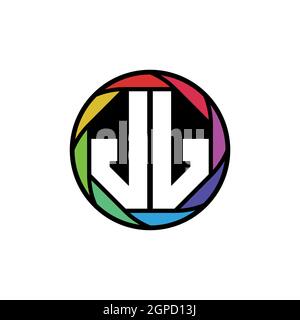 Jj Monogramme logo lettre géométrique Polygone lentille arc-en-ciel, forme ronde géométrique style arrondi Illustration de Vecteur