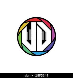 UD Monogram logo lettre géométrique lentille polygonale arc-en-ciel, forme ronde géométrique style arrondi Illustration de Vecteur