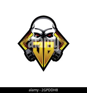 JB logo monogramme avec Skull Shape conceptions modèle vecteur icône moderne Illustration de Vecteur