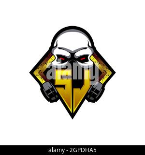 Logo UL eSport initiale de jeu avec modèle vectoriel de couleur bleu clair Illustration de Vecteur