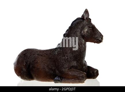 La figure d'un mulet pour l'ONG POTAL MEN Nativité isolé sur fond blanc Banque D'Images