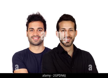 Deux beaux hommes noirs isolé sur un fond blanc Banque D'Images