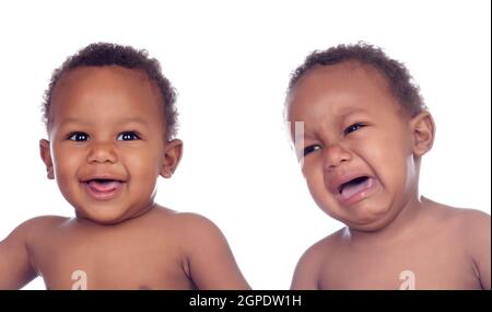 Bebes Jumeaux Africains Isole Sur Fond Blanc Photo Stock Alamy