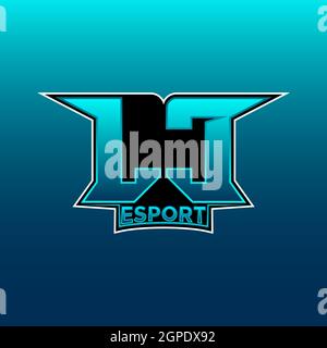 Logo LC eSport initiale de jeu avec modèle vectoriel de couleur bleu clair Illustration de Vecteur
