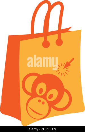 Illustration de l'icône du logo Monkey shop bag Illustration de Vecteur