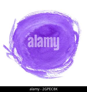 Trait de pinceau aquarelle rond violet isolé sur fond blanc. Elément de conception. Banque D'Images