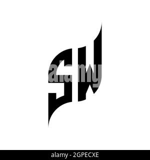 SW modèle de style de forme géométrique de monogramme. Vecteur de conception initiale du monogramme isolé sur fond blanc Illustration de Vecteur