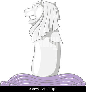 L'icône du Merlion, cartoon style Illustration de Vecteur