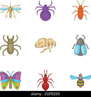 Types d'insectes icons set, cartoon style Illustration de Vecteur