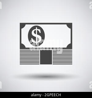 Billet de banque sur l'icône de la pile du dessus de l'argent Illustration de Vecteur