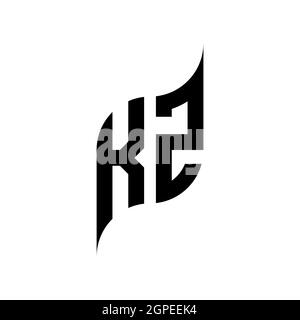 Modèle de style de forme géométrique de monogramme KZ. Vecteur de conception initiale du monogramme isolé sur fond blanc Illustration de Vecteur