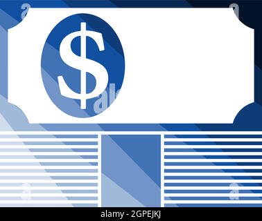 Billet de banque sur l'icône de la pile du dessus de l'argent Illustration de Vecteur