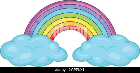 Arc-en-ciel et nuages, icône de style cartoon Illustration de Vecteur