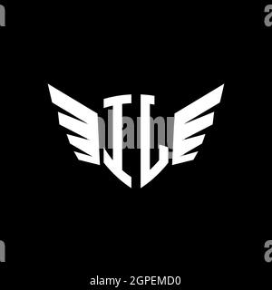 IJ Monogram logo initiale géométrique avec modèle de style de forme d'aile. Logo original de l'aile isolé sur fond noir Illustration de Vecteur