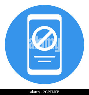Symbole d'interdiction sur l'icône en glyphe blanc du vecteur de l'écran du smartphone Illustration de Vecteur