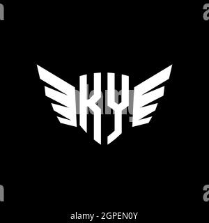 KY Monogram logo géométrique initial avec modèle de style de forme d'aile. Logo original de l'aile isolé sur fond noir Illustration de Vecteur