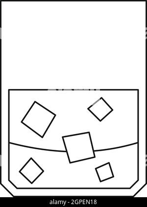 Verre de whisky, l'icône de style contour Illustration de Vecteur