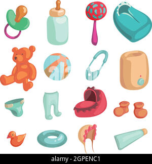 Nouveau bébé biorn icons set, cartoon style Illustration de Vecteur