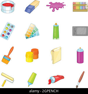 Outils de peintre, cartoon style icons set Illustration de Vecteur