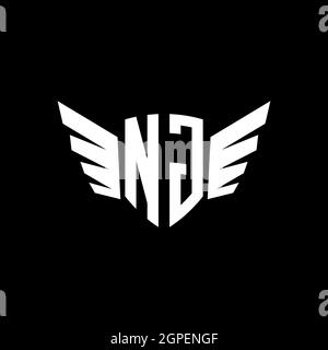 NG Monogram logo initial géométrique avec modèle de style de forme d'aile. Logo original de l'aile isolé sur fond noir Illustration de Vecteur