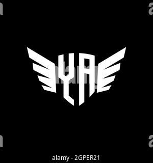 Ya Monogram logo initial géométrique avec modèle de style de forme d'aile. Logo original de l'aile isolé sur fond noir Illustration de Vecteur