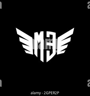 ME Monogram logo géométrique initial avec modèle de style de forme d'aile. Logo original de l'aile isolé sur fond noir Illustration de Vecteur