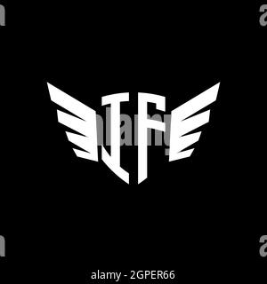 SI Monogram logo géométrique initial avec modèle de style de forme d'aile. Logo original de l'aile isolé sur fond noir Illustration de Vecteur