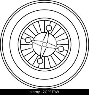 L'icône de la roulette de casino, style contour Illustration de Vecteur