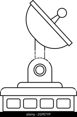 Icône de station de communication par satellite style contour Illustration de Vecteur